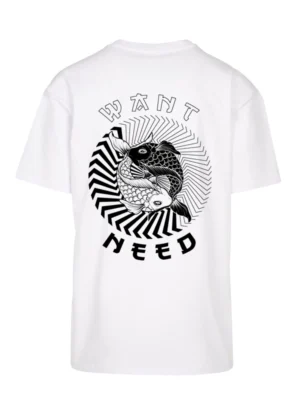 Camiseta Tatuaje Blanca Peces Koi (Oversize)