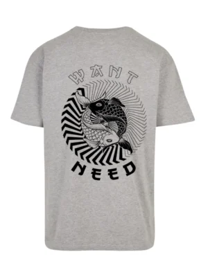 Camiseta Tatuaje Gris Peces Koi (Oversize)