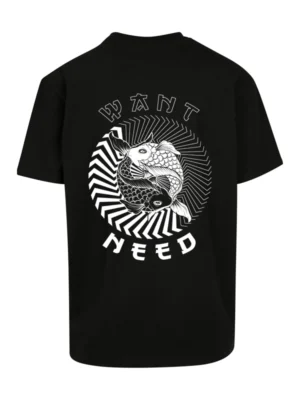 Camiseta Tatuaje Negra Peces Koi (Oversize)
