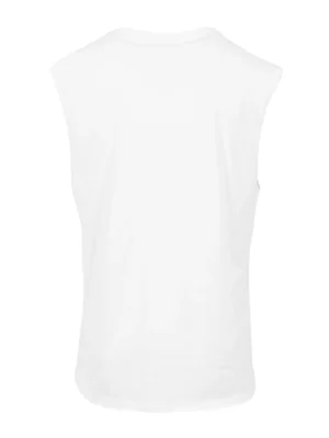 Camiseta sin manga blanca detras