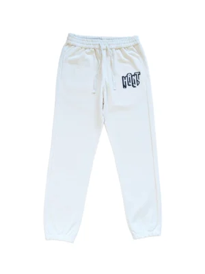 Pantalon chandal crema con logo bordado